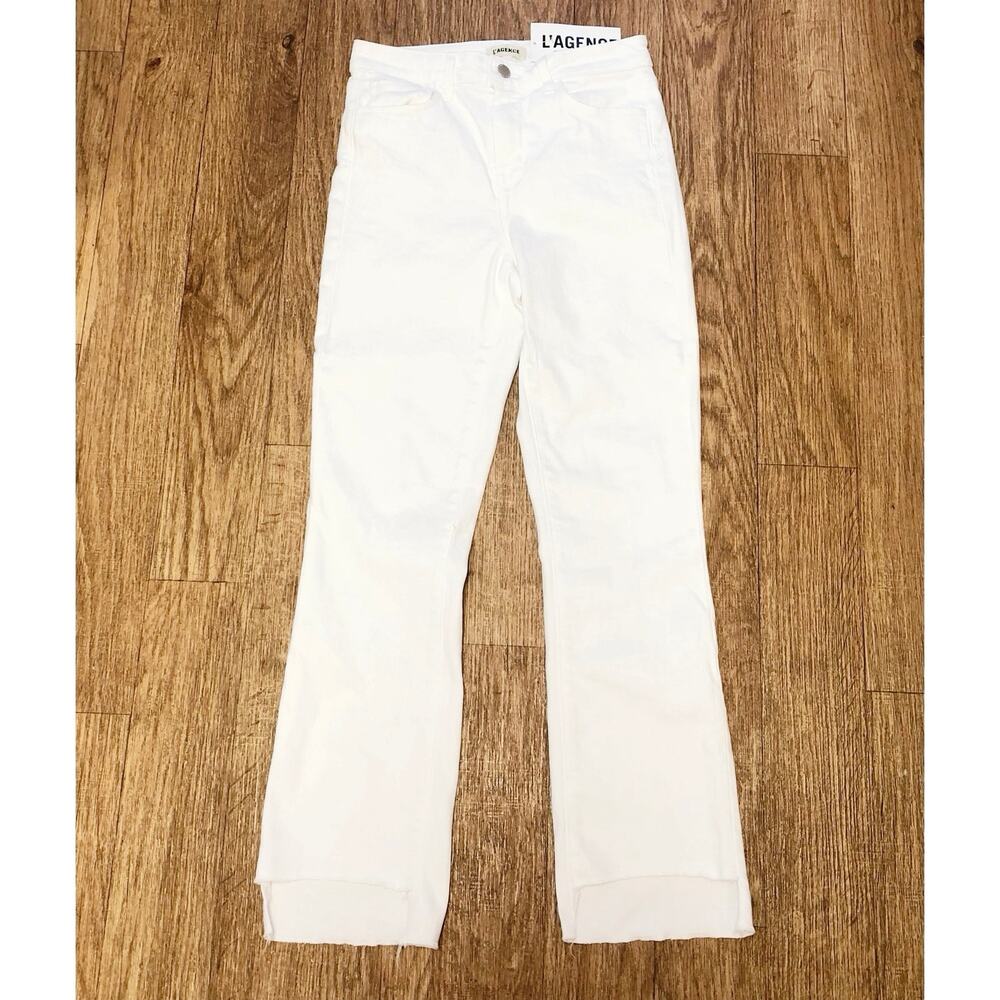 L’Agence Karen White Denim Straight Leg Step Hem Jeans Size 25